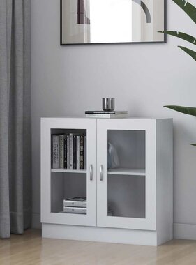 VidaXL Vitrinekast 82,5x30,5x80 cm bewerkt hout wit