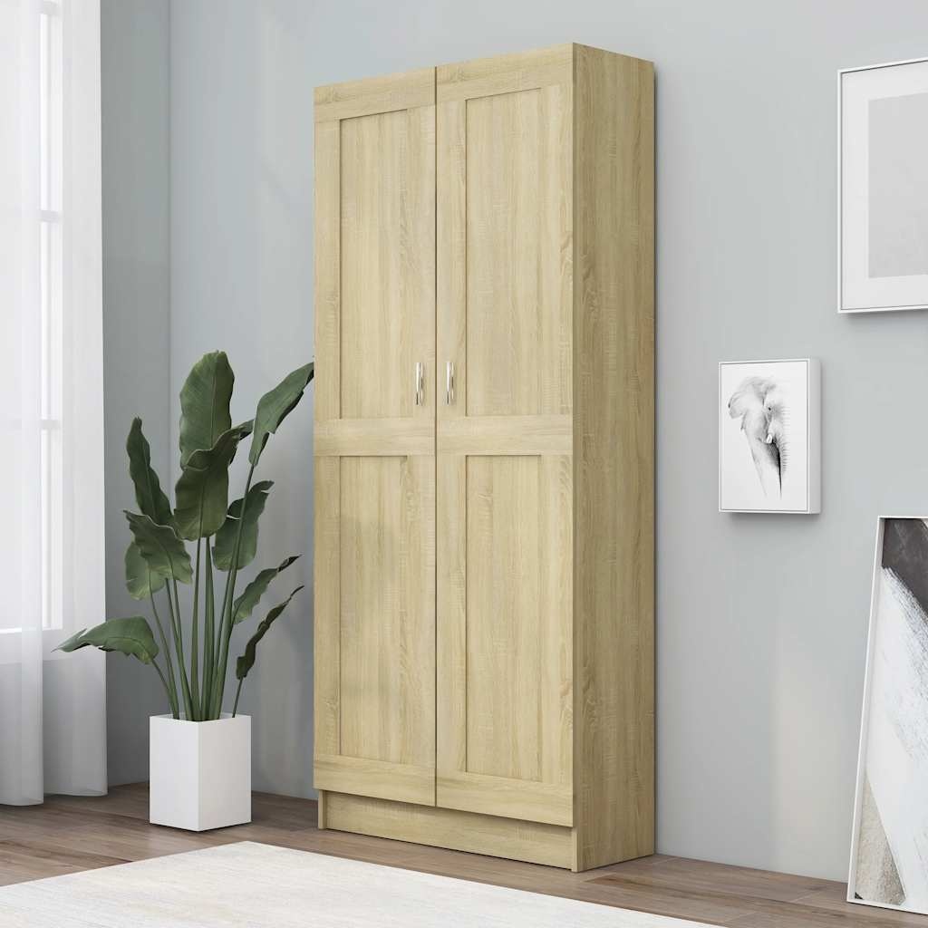 VidaXL Boekenkast 82,5x30,5x185,5 cm bewerkt hout sonoma eikenkleur