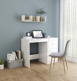 VidaXL Bureau 100x50x76 cm bewerkt hout hoogglans wit