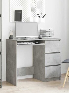 VidaXL Bureau 90x45x76 cm bewerkt hout betongrijs