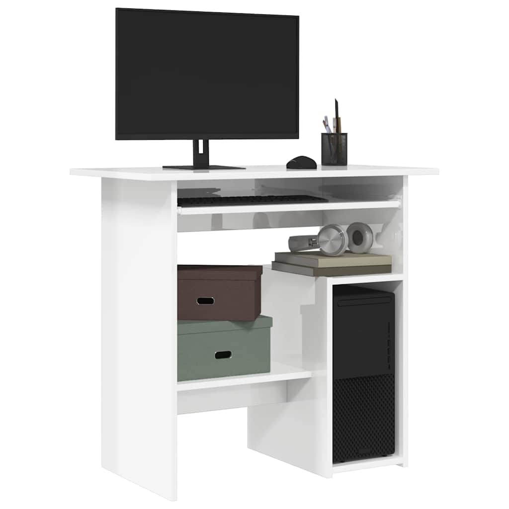 VidaXL Bureau 80x45x74 cm bewerkt hout hoogglans wit