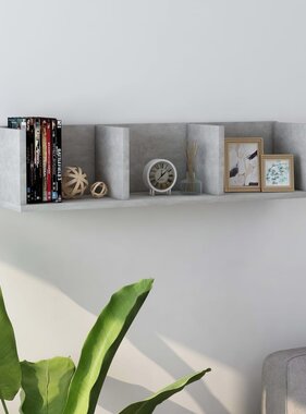 VidaXL Cd-wandschap 75x18x18 cm bewerkt hout betongrijs