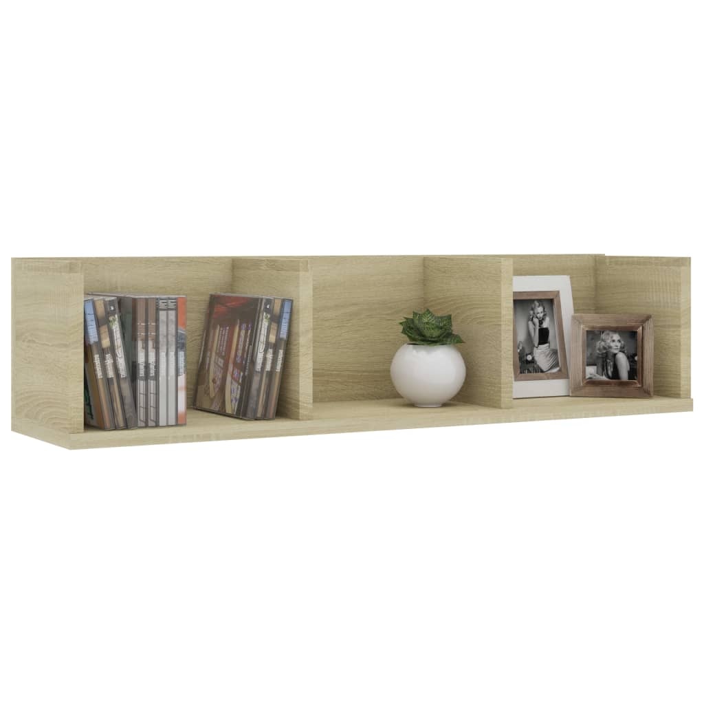VidaXL Cd-wandschap 75x18x18 cm bewerkt hout sonoma eikenkleurig