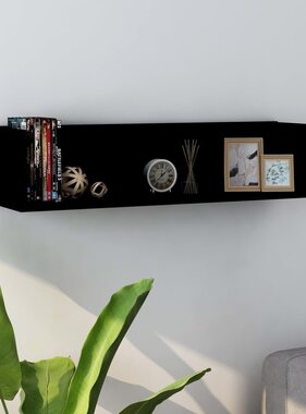 VidaXL Cd-wandschap 75x18x18 cm bewerkt hout zwart