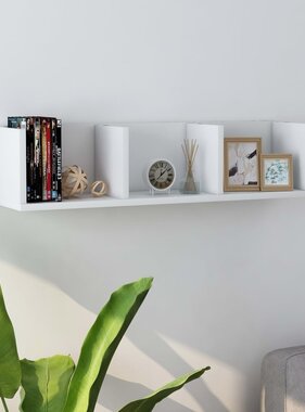 VidaXL Cd-wandschap 75x18x18 cm bewerkt hout wit