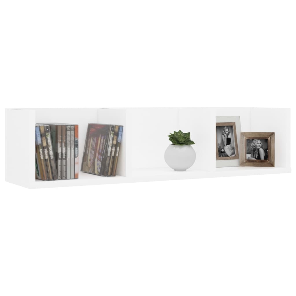 VidaXL Cd-wandschap 75x18x18 cm bewerkt hout wit