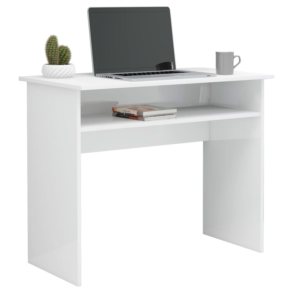 VidaXL Bureau 90x50x74 cm bewerkt hout hoogglans wit