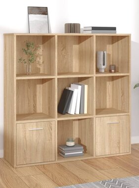 VidaXL Boekenkast 98x30x98 cm bewerkt hout sonoma eikenkleurig