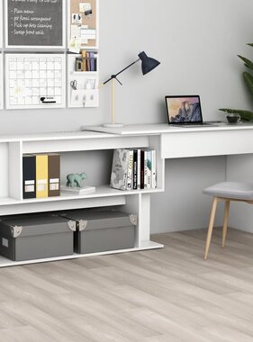 VidaXL Hoekbureau 200x50x76 cm bewerkt hout wit