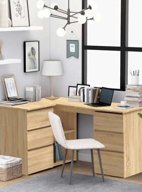 VidaXL Hoekbureau 145x100x76 cm bewerkt hout sonoma eikenkleurig