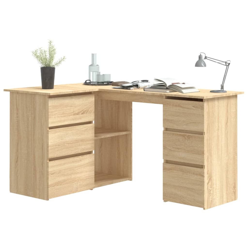 VidaXL Hoekbureau 145x100x76 cm bewerkt hout sonoma eikenkleurig