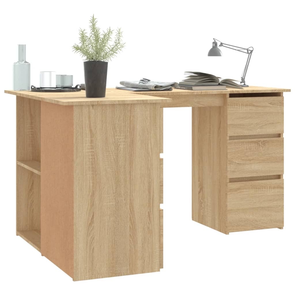 VidaXL Hoekbureau 145x100x76 cm bewerkt hout sonoma eikenkleurig
