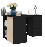 VidaXL Hoekbureau 145x100x76 cm bewerkt hout zwart