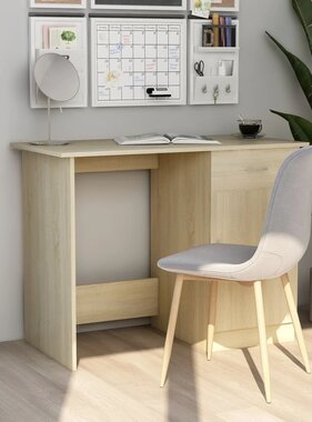 VidaXL Bureau 100x50x76 cm bewerkt hout sonoma eikenkleurig