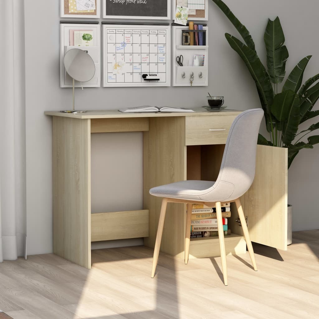 VidaXL Bureau 100x50x76 cm bewerkt hout sonoma eikenkleurig