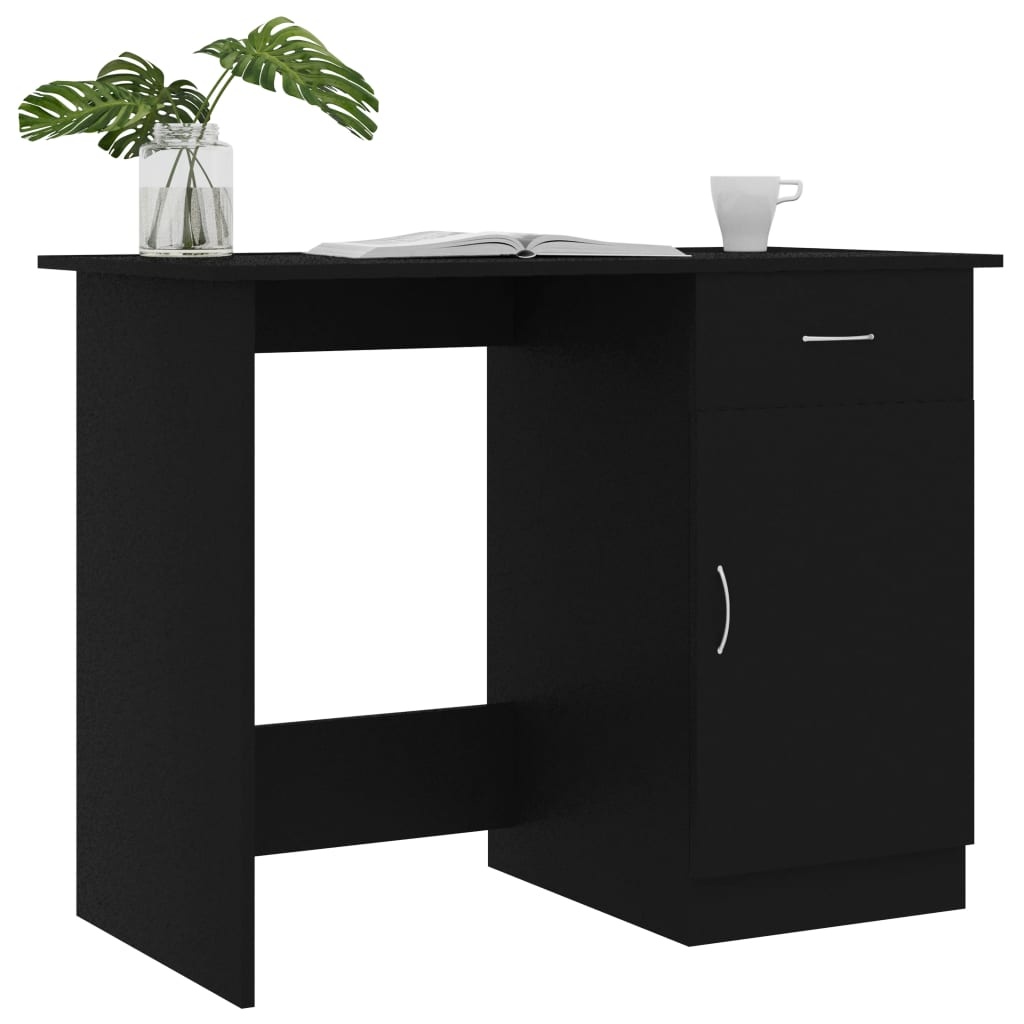 VidaXL Bureau 100x50x76 cm bewerkt hout zwart