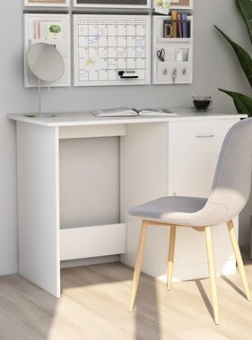 VidaXL Bureau 100x50x76 cm bewerkt hout wit