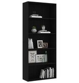 VidaXL Boekenkast met 5 schappen 80x30x189 cm spaanplaat zwart