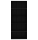VidaXL Boekenkast met 5 schappen 80x30x189 cm spaanplaat zwart