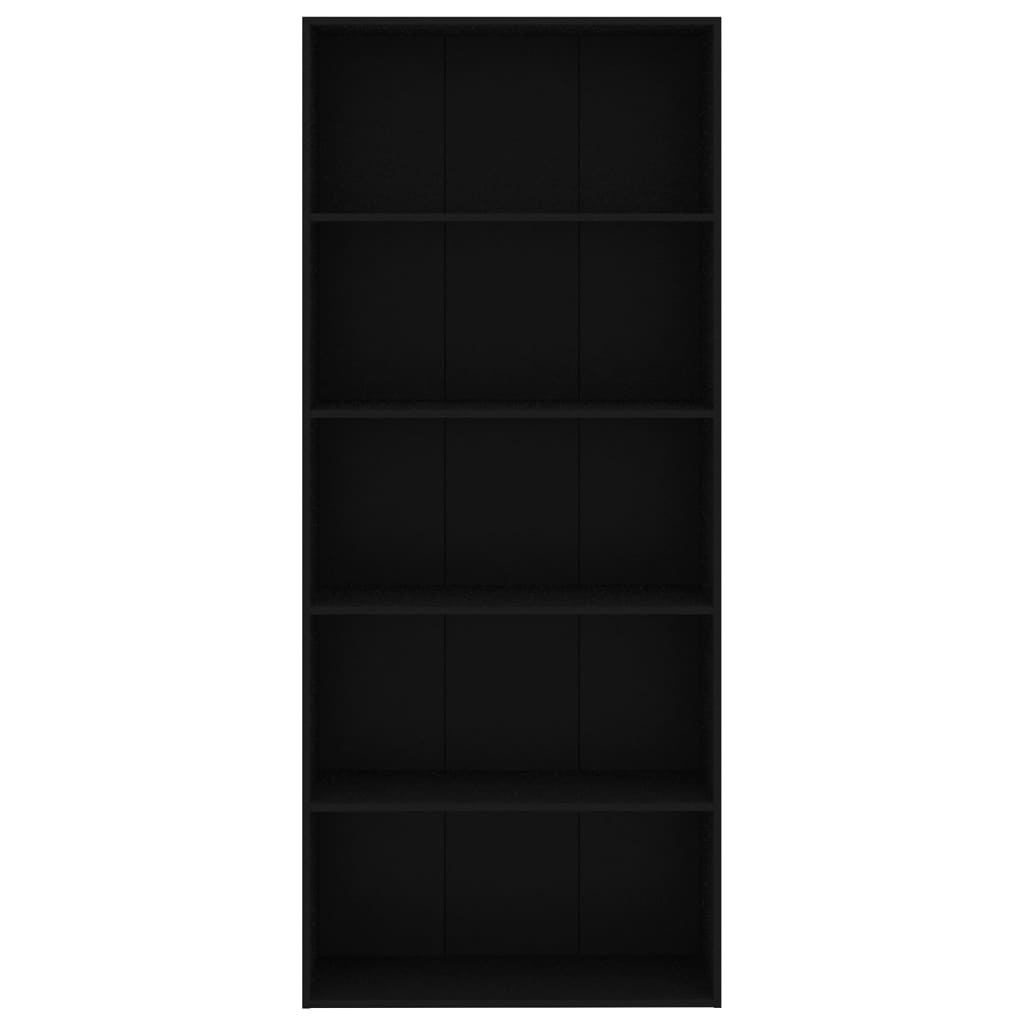 VidaXL Boekenkast met 5 schappen 80x30x189 cm spaanplaat zwart