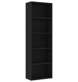 VidaXL Boekenkast met 5 schappen 60x30x189 cm bewerkt hout zwart