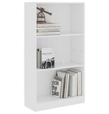 VidaXL Boekenkast met 3 schappen 60x24x109 cm bewerkt hout wit