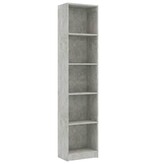 VidaXL Boekenkast met 5 schappen 40x24x175 cm bewerkt hout betongrijs