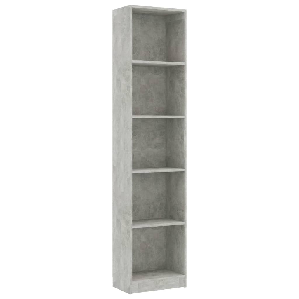 VidaXL Boekenkast met 5 schappen 40x24x175 cm bewerkt hout betongrijs