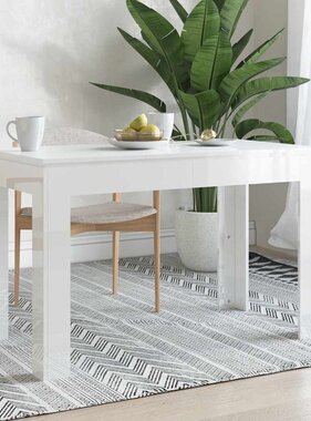 VidaXL Eettafel 120x60x76 cm spaanplaat hoogglans wit