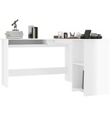 VidaXL Hoekbureau L-vormig 120x140x75 cm bewerkt hout hoogglans wit