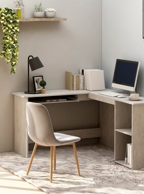 VidaXL Hoekbureau L-vormig 120x140x75 cm bewerkt hout betongrijs