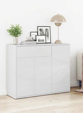 VidaXL Dressoir 88x30x70 cm bewerkt hout hoogglans wit