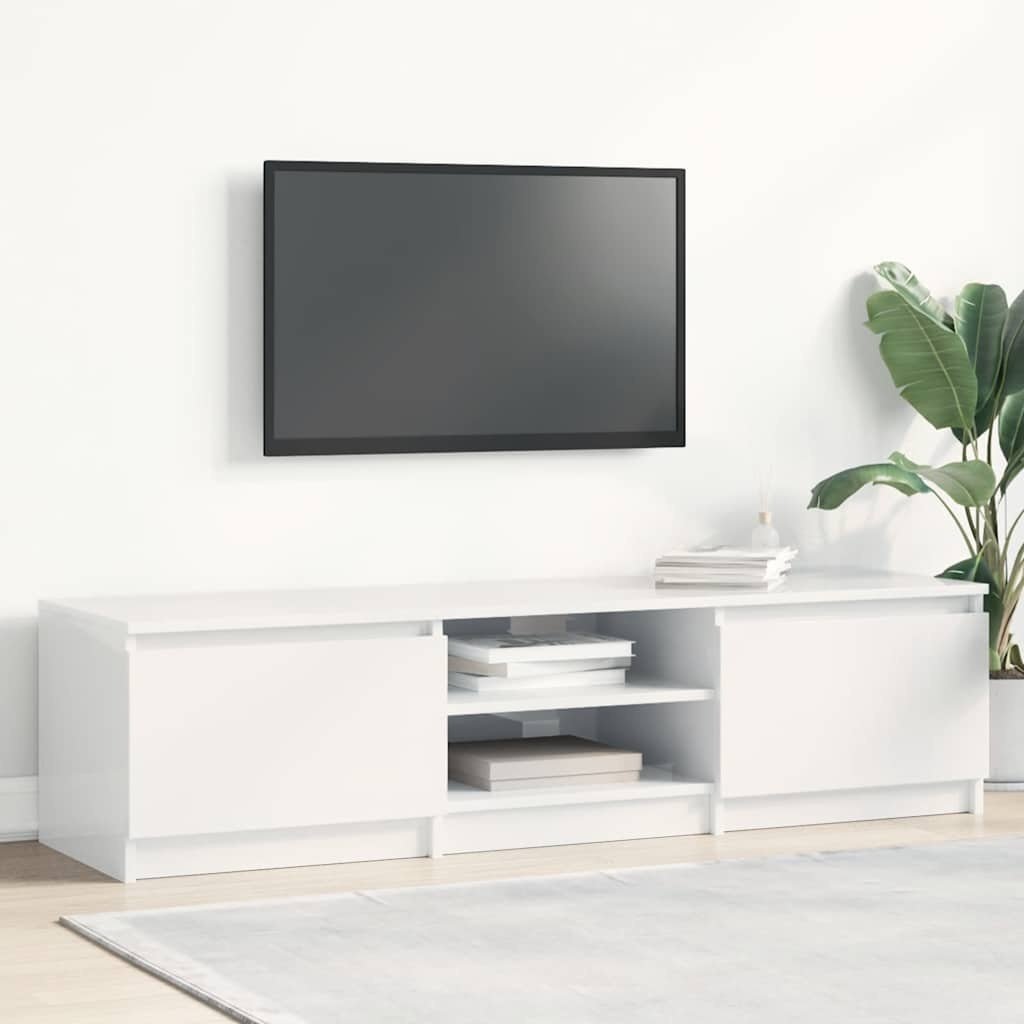 VidaXL Tv-meubel 140x40x35,5 cm bewerkt hout hoogglans wit