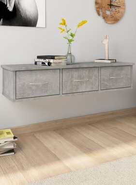 VidaXL Wandschap met lades 88x26x18,5 cm bewerkt hout betongrijs
