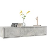VidaXL Wandschap met lades 88x26x18,5 cm bewerkt hout betongrijs