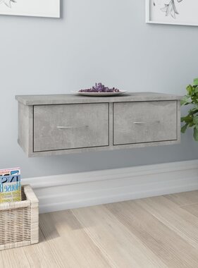 VidaXL Wandschap met lades 60x26x18,5 cm bewerkt hout betongrijs