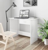 VidaXL Bureau 100x50x76 cm bewerkt hout hoogglans wit