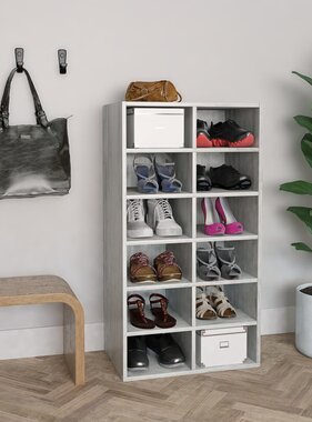 VidaXL Schoenenrek 54x34x100,5 cm bewerkt hout betongrijs