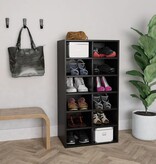 VidaXL Schoenenrek 54x34x100,5 cm bewerkt hout zwart