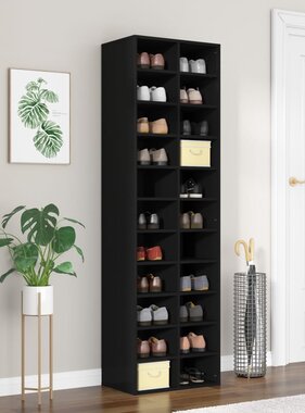 VidaXL Schoenenkast 54x34x183 cm bewerkt hout zwart