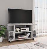 VidaXL Tv-meubel met wieltjes 80x40x45 cm bewerkt hout betongrijs