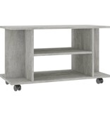 VidaXL Tv-meubel met wieltjes 80x40x45 cm bewerkt hout betongrijs