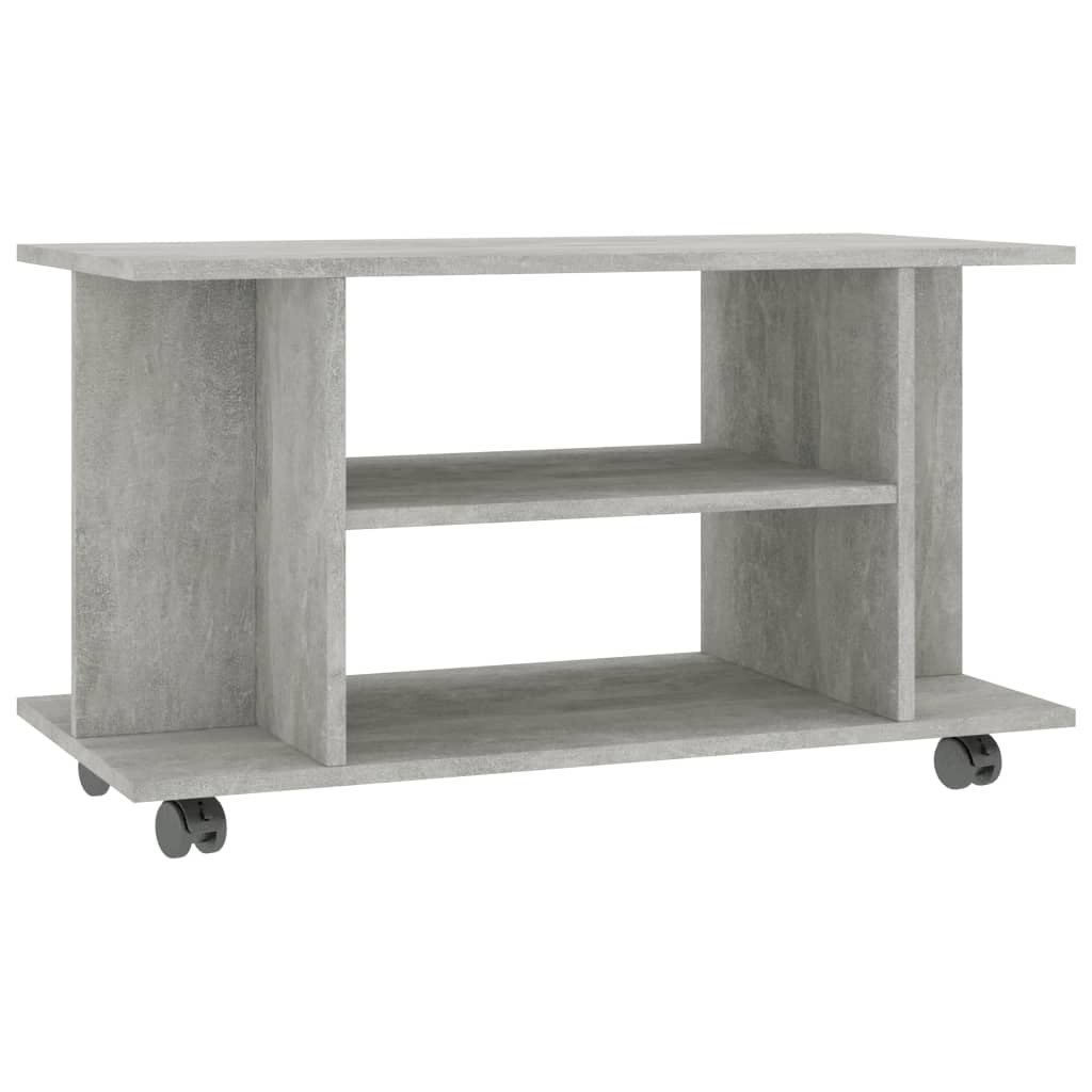 VidaXL Tv-meubel met wieltjes 80x40x45 cm bewerkt hout betongrijs