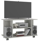 VidaXL Tv-meubel met wieltjes 80x40x45 cm bewerkt hout betongrijs