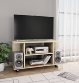 VidaXL Tv-meubel met wieltjes 80x40x45 cm bewerkt hout sonoma eiken