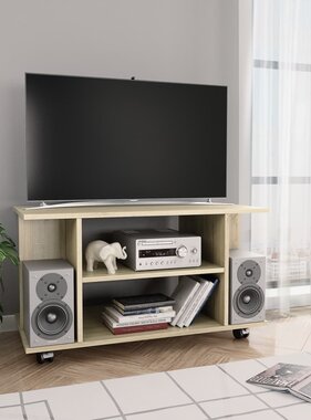 VidaXL Tv-meubel met wieltjes 80x40x45 cm bewerkt hout sonoma eiken