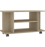 VidaXL Tv-meubel met wieltjes 80x40x45 cm bewerkt hout sonoma eiken