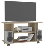 VidaXL Tv-meubel met wieltjes 80x40x45 cm bewerkt hout sonoma eiken