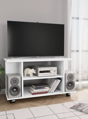 VidaXL Tv-meubel met wieltjes 80x40x45 cm bewerkt hout wit