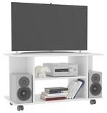 VidaXL Tv-meubel met wieltjes 80x40x45 cm bewerkt hout wit